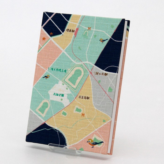 御朱印帳 地図柄 専用袋セット「大阪・百舌鳥、古市」 かわいい おしゃれ 蛇腹折り ご縁