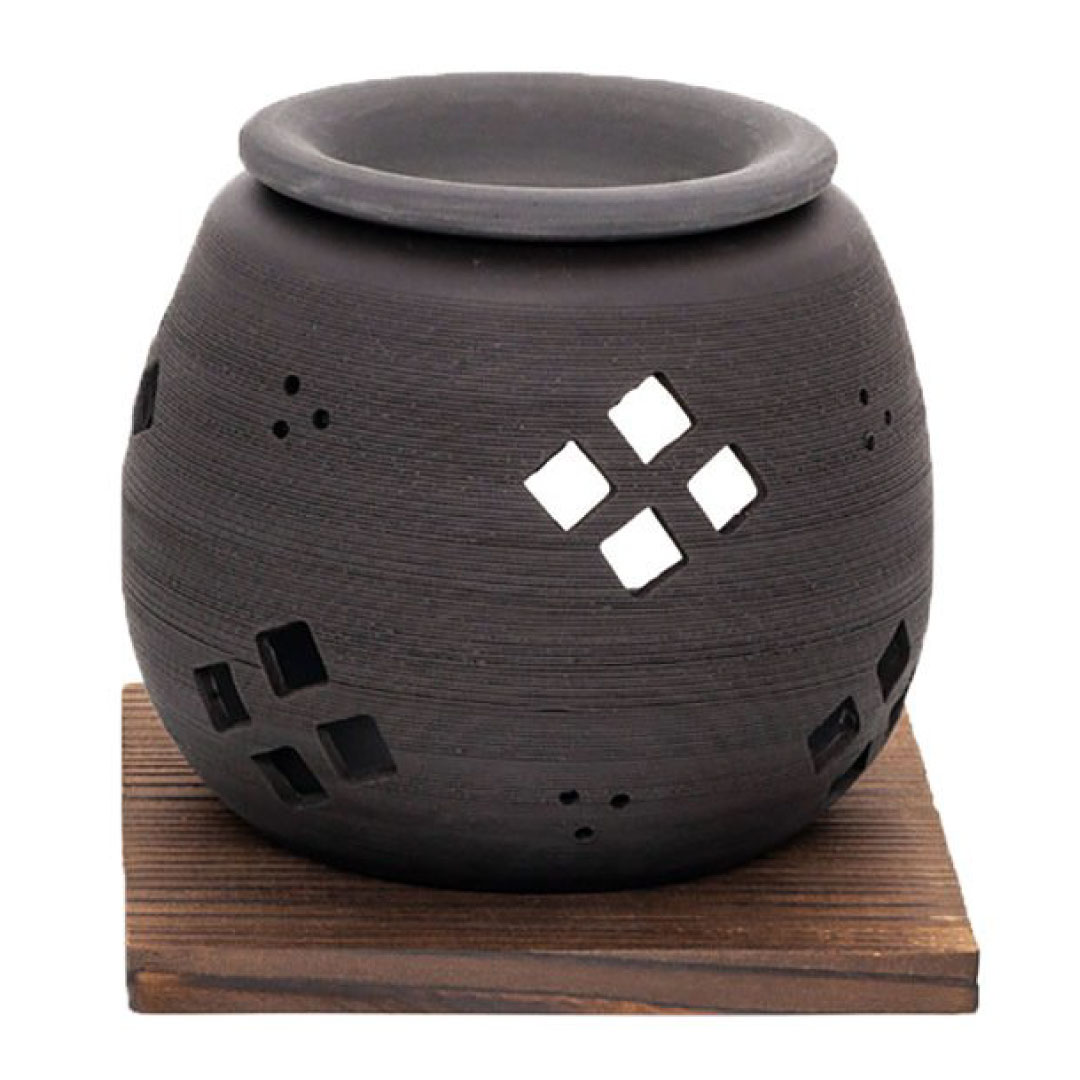 常滑焼 茶香炉 4-577 石龍 黒シャボン茶香炉 香炉 アロマ 茶葉 日本製