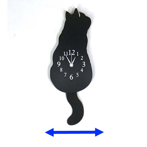 連続秒針、スイープムーブメント掛け時計 振り子時計 木製 黒猫 1011 