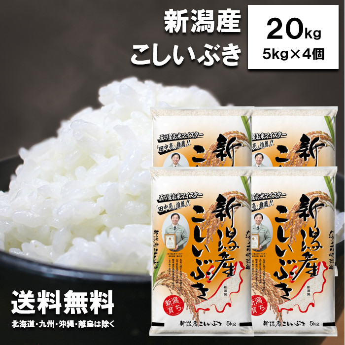 田中米穀 新潟産 こしいぶき 20kg（5kg × 4袋）【送料無料 北海道