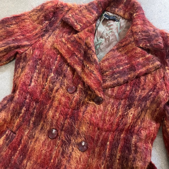wool coat orange brown ウール コート レトロ ツイード チェック レディース 古着 | Vintage.City 빈티지숍, 빈티지 코디 정보