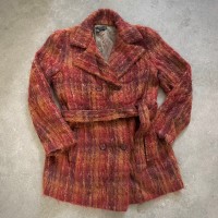 wool coat orange brown ウール コート レトロ ツイード チェック レディース 古着 | Vintage.City 古着屋、古着コーデ情報を発信