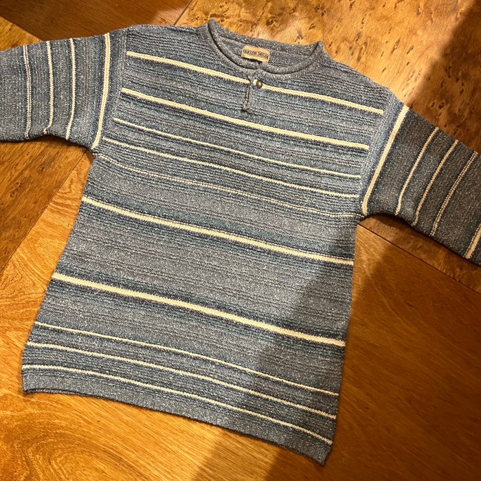 blue boarder knit ニット レトロ 古着 レディース メンズ ユニセックス ビッグシルエット | Vintage.City 빈티지숍, 빈티지 코디 정보
