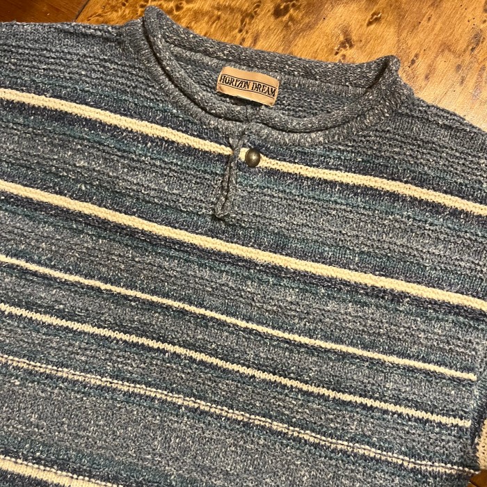 blue boarder knit ニット レトロ 古着 レディース メンズ ユニセックス ビッグシルエット | Vintage.City 古着屋、古着コーデ情報を発信