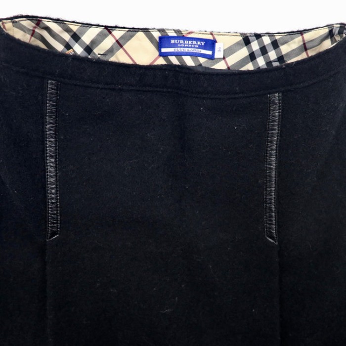 BURBERRY BLUE LABEL ウールスカート 36 ブラック ノバチェック切り替え | Vintage.City 古着屋、古着コーデ情報を発信