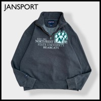 【JANSPORT】カレッジロゴ バスケ 刺繍ロゴ ハーフジップ スウェット | Vintage.City ヴィンテージ 古着