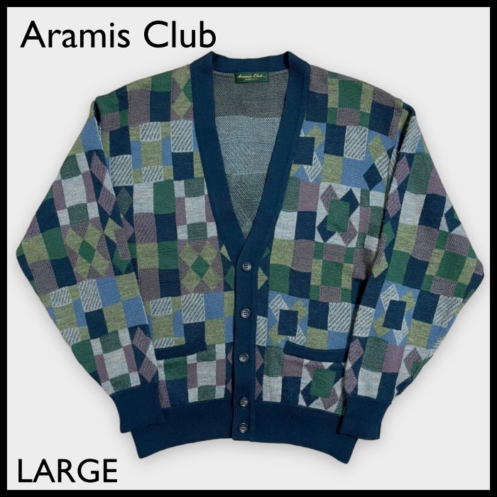 【Aramis Club】日本製 カーディガン 柄物 柄ニット L レトロ 古着 | Vintage.City 古着屋、古着コーデ情報を発信