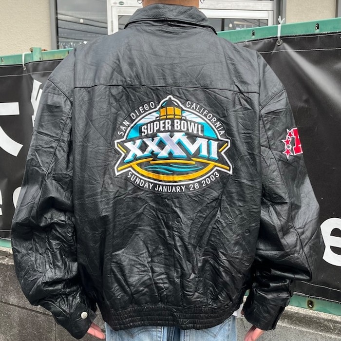 00s NFL スーパーボウル レザージャケット ワッペンロゴ XL ストリート ...