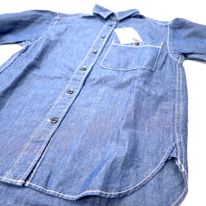 SAiAN リネンダンガリーシャツ 1 ブルー デニム 未使用品 | Vintage.City 빈티지숍, 빈티지 코디 정보