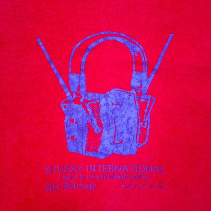 USA製 Stussy プリントTシャツ M レッド 紺タグ 90年代 INTERNATIONAL ヘッドホン | Vintage.City 古着屋、古着コーデ情報を発信