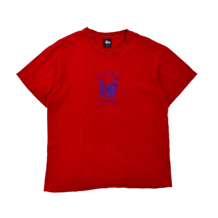 USA製 Stussy プリントTシャツ M レッド 紺タグ 90年代 INTERNATIONAL