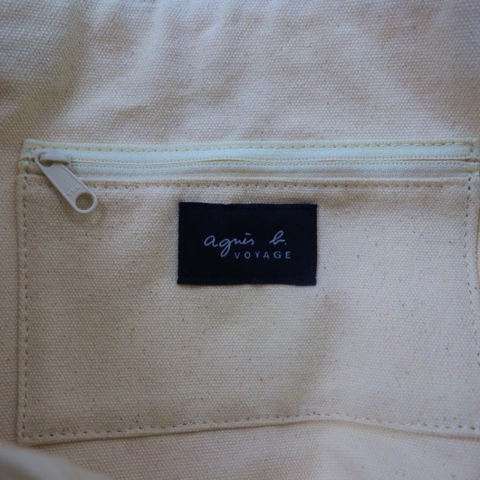 agnes.b voyage キャンバストートバッグ プリントロゴ クリーム | Vintage.City 古着屋、古着コーデ情報を発信