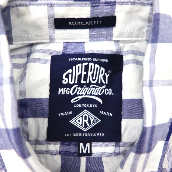 SUPERDRY シャツ M ブルー チェック 極度乾燥 ワンポイントロゴ | Vintage.City ヴィンテージ 古着