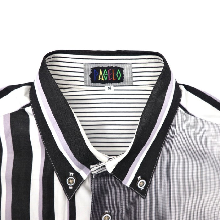 PAGELO ボタンダウンシャツ M グレー ストライプ クレイジーパターン | Vintage.City 빈티지숍, 빈티지 코디 정보