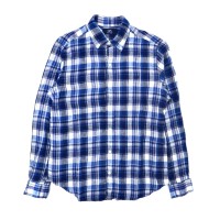 Gymphlex ボタンダウンシャツ 14 ブルー リネン チェック ロゴ刺繍 | Vintage.City 古着屋、古着コーデ情報を発信