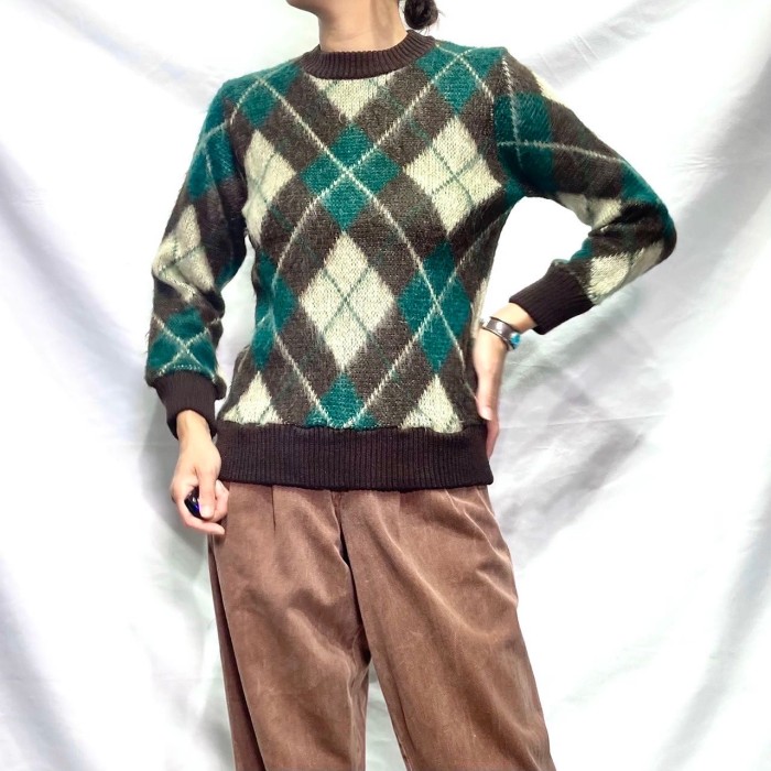 Brown green ivory argyle knit | Vintage.City Vintage Shops, Vintage Fashion Trends