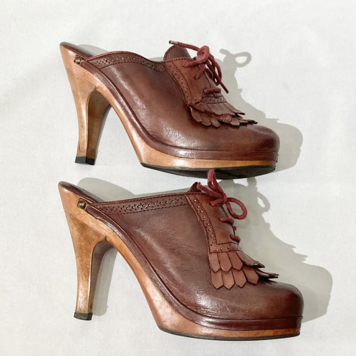 70s Brazil leather wood sole sabot | Vintage.City Vintage Shops, Vintage Fashion Trends