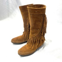 Minnetonka fringe brown suede boots | Vintage.City 빈티지숍, 빈티지 코디 정보