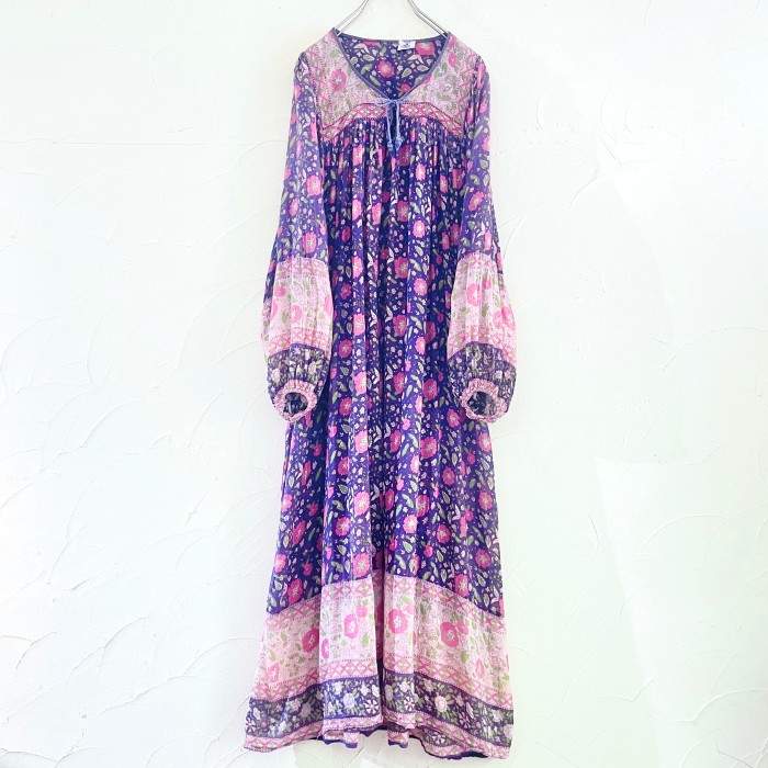70s indian cotton gauze purple onepiece | Vintage.City Vintage Shops, Vintage Fashion Trends