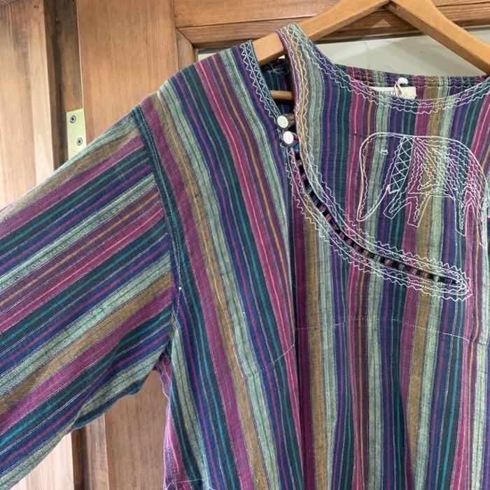 Pakistan cotton multi-stripe tunic | Vintage.City 빈티지숍, 빈티지 코디 정보