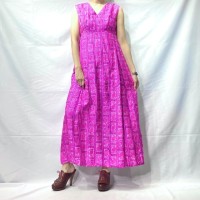 India silk fuchsia pink paisley onepiece | Vintage.City 古着屋、古着コーデ情報を発信