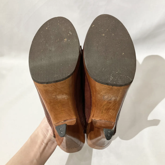70s Brazil leather wood sole sabot | Vintage.City 古着屋、古着コーデ情報を発信