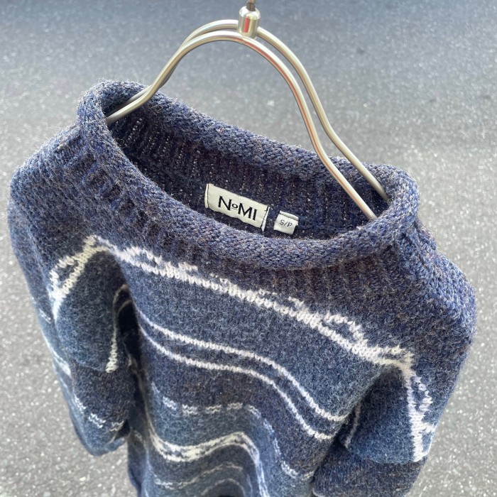 Navy blue nordic border rollneck knit | Vintage.City 빈티지숍, 빈티지 코디 정보