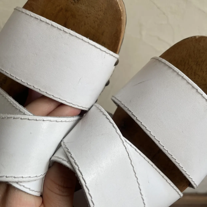 Brazil white belt wood sole sandals | Vintage.City 古着屋、古着コーデ情報を発信