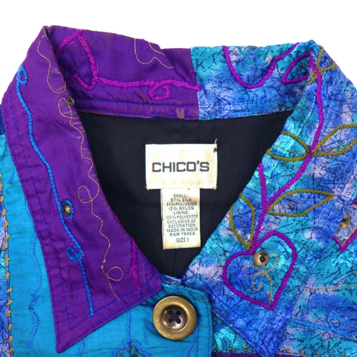 CHICO'S 総柄ジャケット 1 ブルー シルク 刺繍 パッチワーク | Vintage.City Vintage Shops, Vintage Fashion Trends