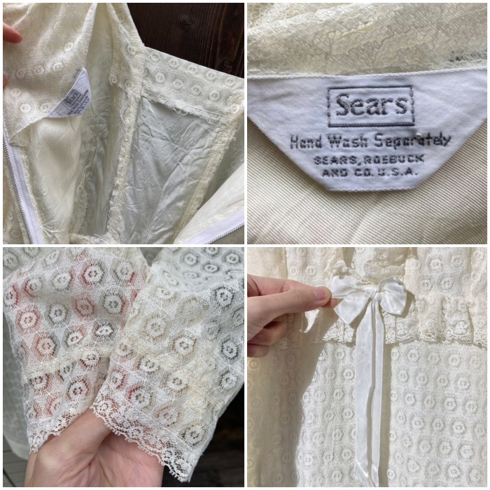 60s Sears ivory white lace onepiece | Vintage.City 빈티지숍, 빈티지 코디 정보