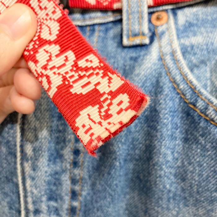 Made in USA BISON red hibiscus belt | Vintage.City 빈티지숍, 빈티지 코디 정보