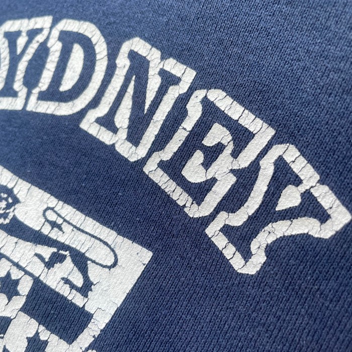 80s Made in USA navy college print sweat | Vintage.City 古着屋、古着コーデ情報を発信