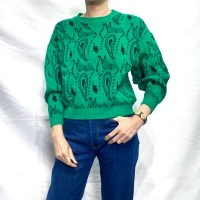 Made in USA green paisley knit | Vintage.City ヴィンテージ 古着