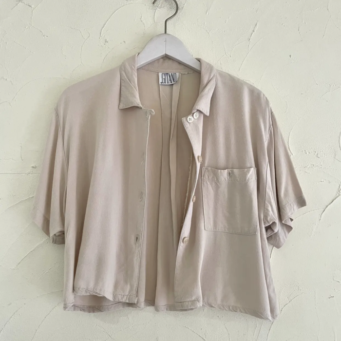 GITANO pink beige rayon shirt | Vintage.City 古着屋、古着コーデ情報を発信