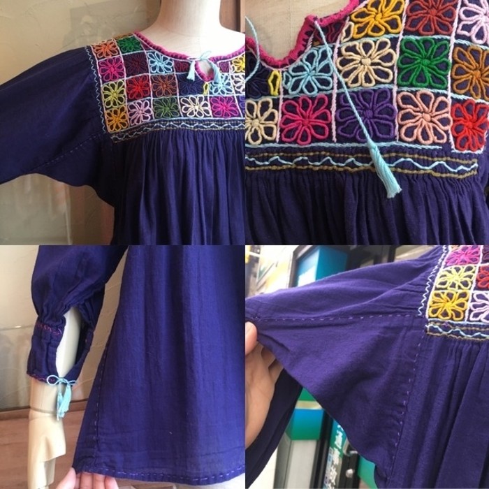 70s purple embroidery tunic blouse | Vintage.City 古着屋、古着コーデ情報を発信