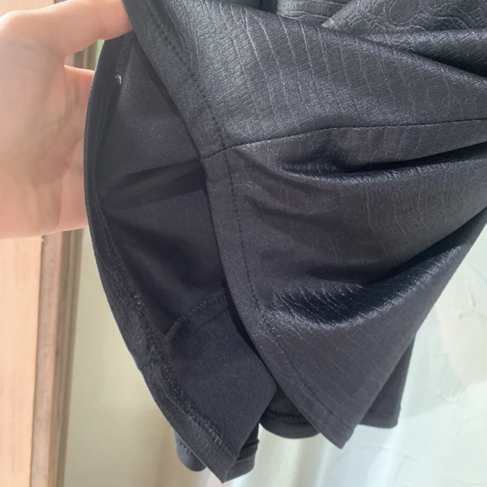 Black vinyl leather french sleeve tops | Vintage.City 古着屋、古着コーデ情報を発信