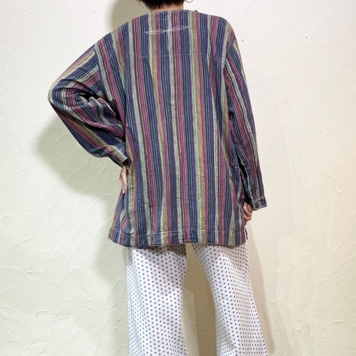 Pakistan cotton multi-stripe tunic | Vintage.City 빈티지숍, 빈티지 코디 정보