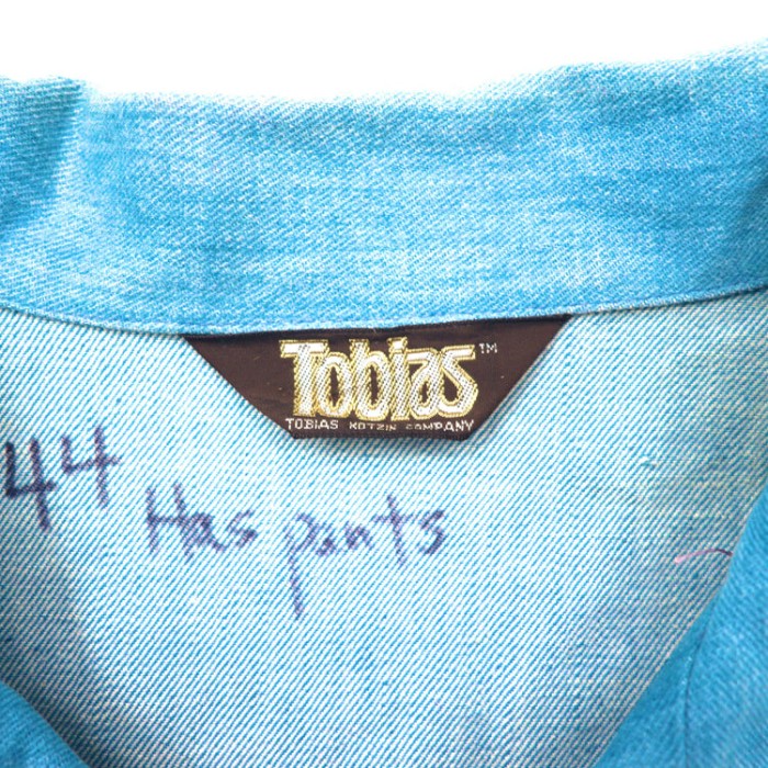 Tobias デニムブッシュサファリジャケット 44 ブルー スナップボタン | Vintage.City 古着屋、古着コーデ情報を発信