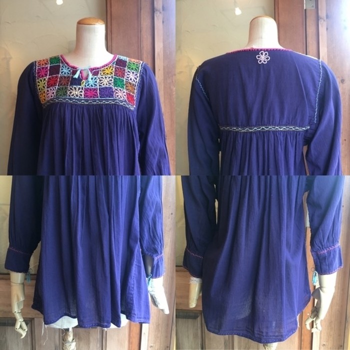 70s purple embroidery tunic blouse | Vintage.City 빈티지숍, 빈티지 코디 정보
