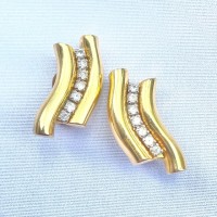 Wavy gold rhinestone earring | Vintage.City 빈티지숍, 빈티지 코디 정보