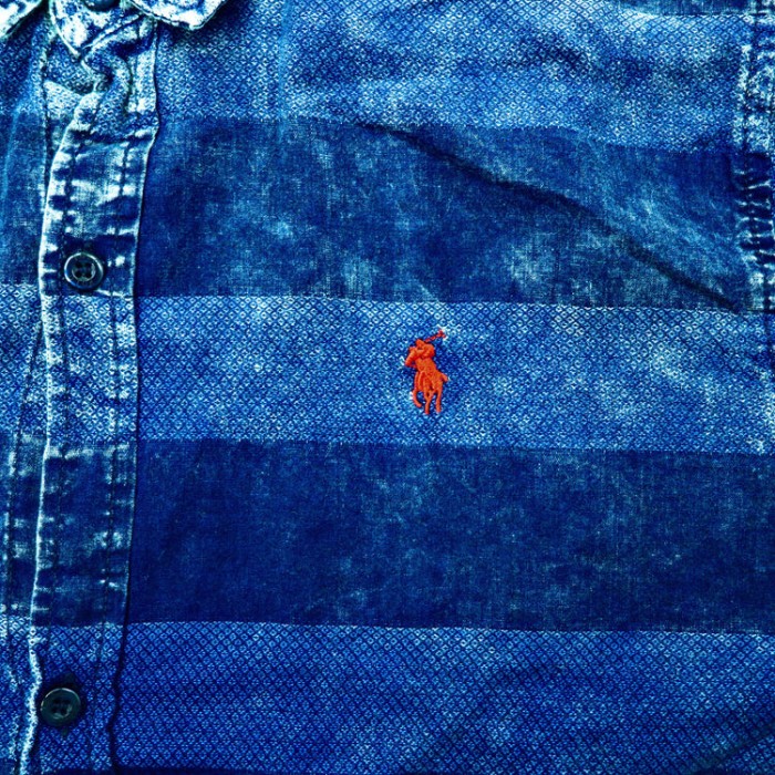 Polo by Ralph Lauren ボーダーシャツ XXL ブルー ブリーチ加工  ビッグサイズ | Vintage.City 빈티지숍, 빈티지 코디 정보