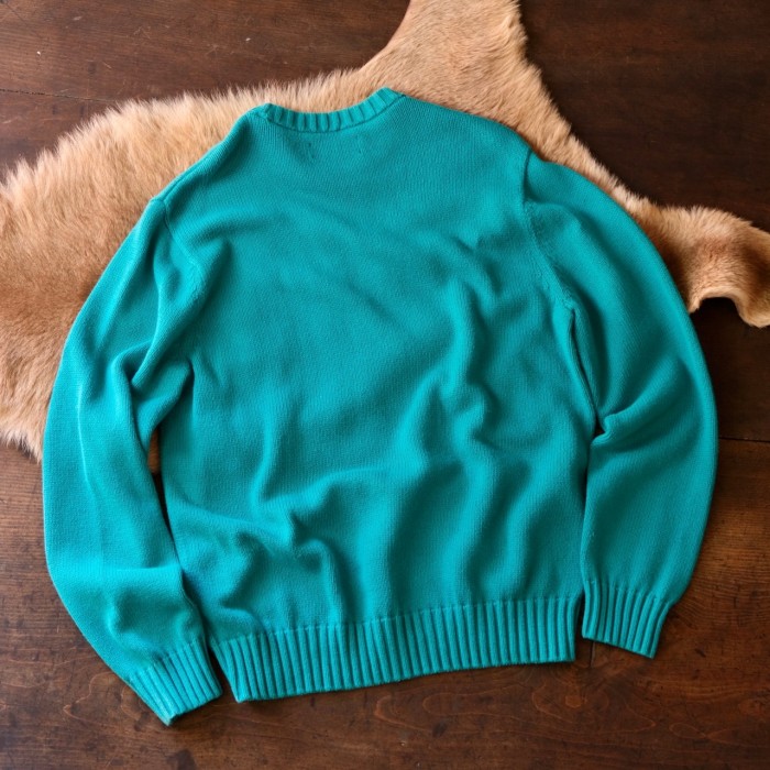 アメリカ古着ターコイズブルーコットンニットセーター | Vintage.City
