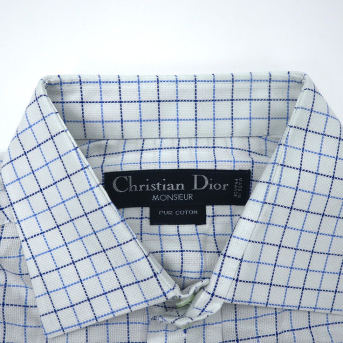Christian Dior MONSIEUR チェックシャツ XL ホワイト コットン フランス製 | Vintage.City 古着屋、古着コーデ情報を発信