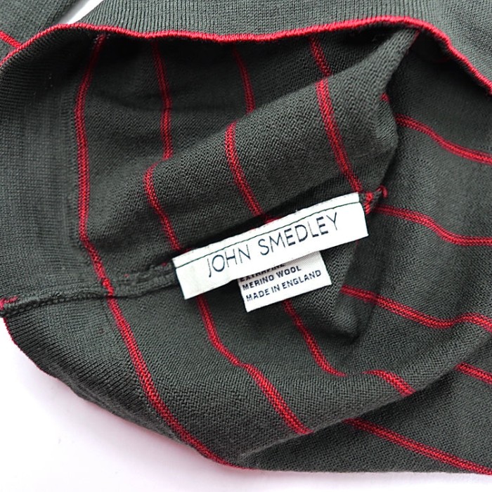 JOHN SMEDLEY タートルネックニットセーター M カーキ ストライプ ウール イングランド製 | Vintage.City 古着屋、古着コーデ情報を発信