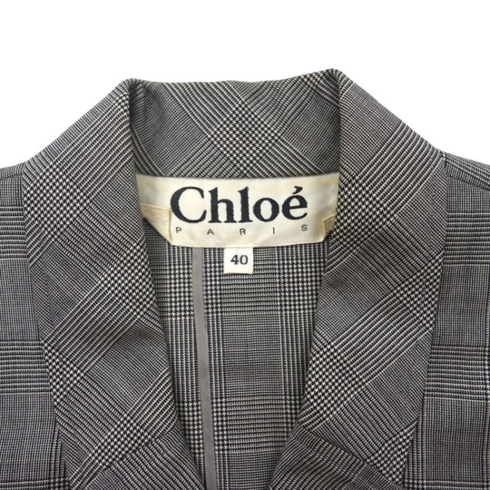 Chloe PARIS テーラードジャケット 40 グレー グレンチェック ウール オールド | Vintage.City 빈티지숍, 빈티지 코디 정보