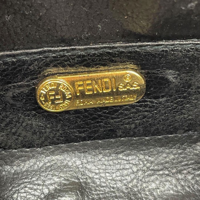 FENDI フェンディ ミニ チェーンショルダーバッグ ペカン キャンバス ゴールド ブラック | Vintage.City 古着屋、古着コーデ情報を発信