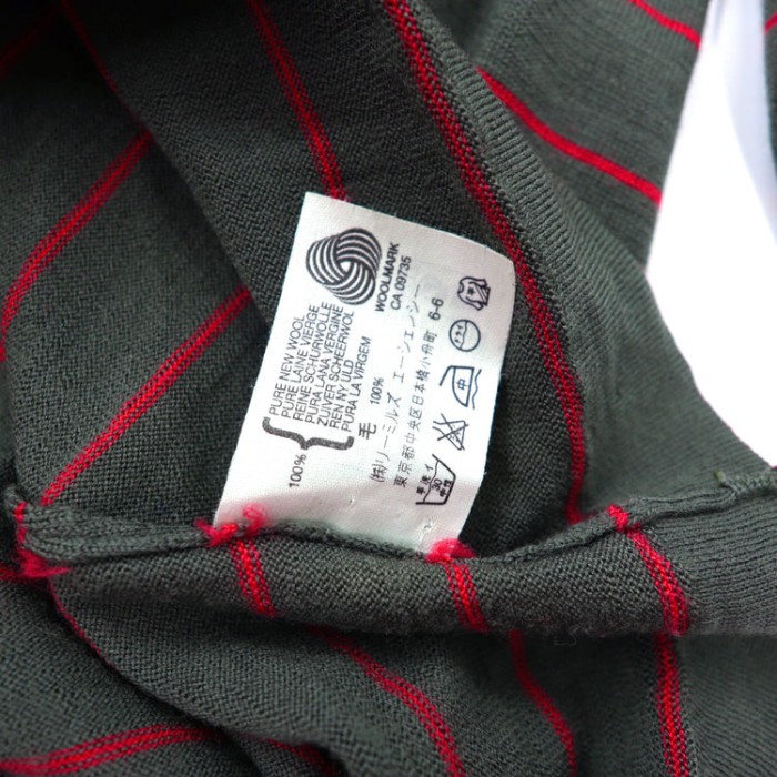 JOHN SMEDLEY タートルネックニットセーター M カーキ ストライプ ウール イングランド製 | Vintage.City 古着屋、古着コーデ情報を発信