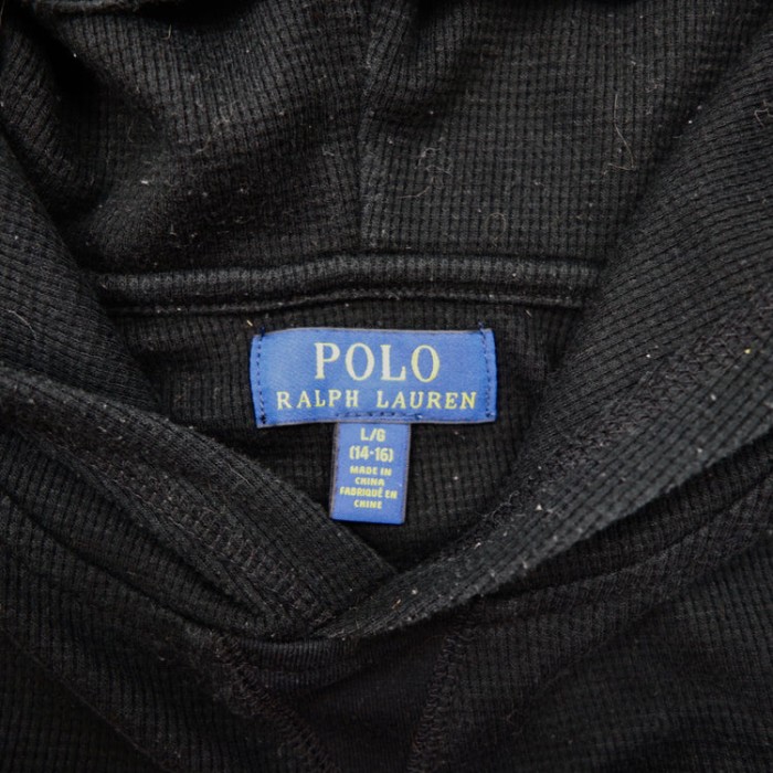 POLO RALPH LAUREN サーマルパーカー L ブラック コットン 星条旗 ロゴプリント | Vintage.City 古着屋、古着コーデ情報を発信