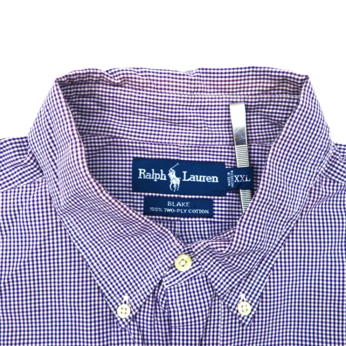 Ralph Lauren ボタンダウンシャツ XXL ネイビー ギンガムチェック コットン BLAKE ビッグサイズ スモールロゴ刺繍 | Vintage.City 古着屋、古着コーデ情報を発信