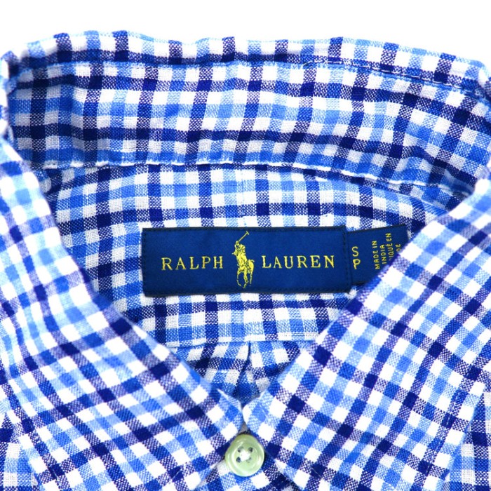 RALPH LAUREN ボタンダウンシャツ S ブルー チェック リネン | Vintage.City 古着屋、古着コーデ情報を発信